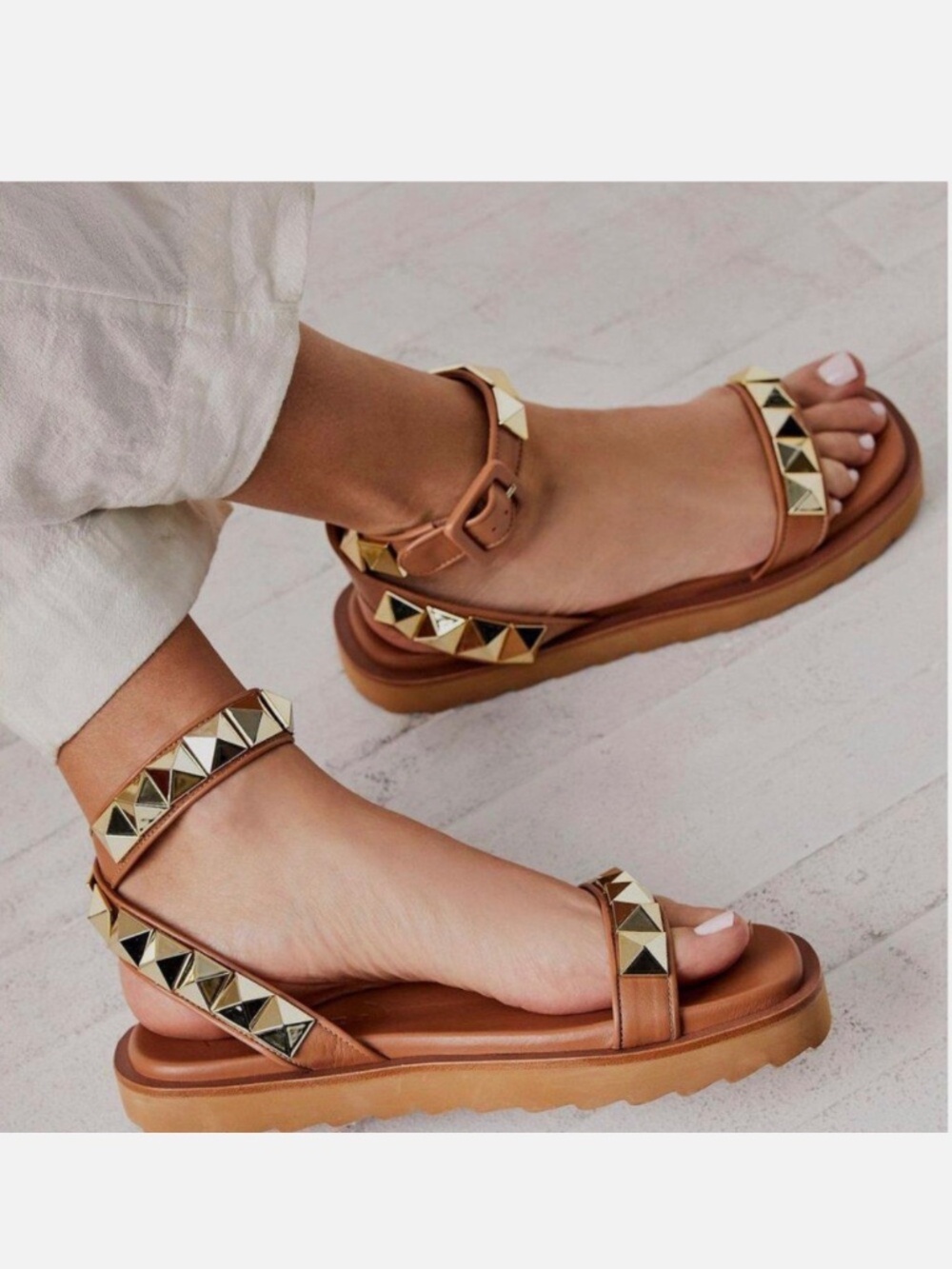 Anthropologie/Free People Gold-studded sandal size 40 by Vincenzo Leon